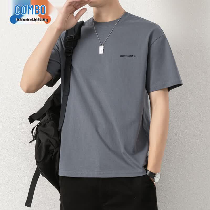 

Men s Pure Cotton Loose Fit Casual T-Shirt 2XL