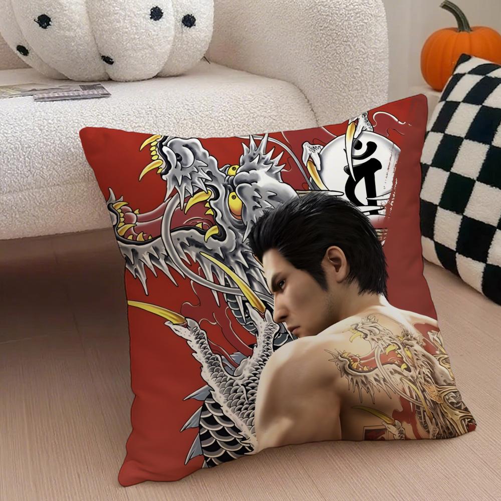game action akuza LLike a DDragon Cushion Cover Throw Pillow Cover Hidden Button Durable Polyester Chair Cushion