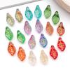 Set of 20 Colorful Transparent Glass Leaf Charms with Gold Edging for DIY Bracelets, Necklaces, and Accessories