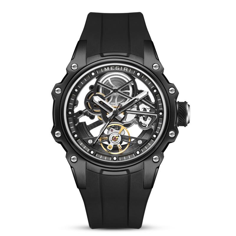 MEGIR Men's Stainless Steel Luminous Automatic Square Mechanical Watch