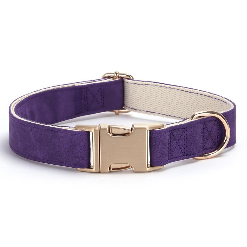 Adjustable Soft Suede Leather Dog Collar with Metal Buckle Fashional Durable Anti-Escape Dog Necklace Collares Para Perro