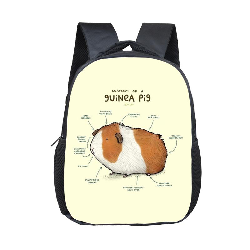 Cartoon Hamster / Pet Guinea Pig Print Backpack  Kids Schoolbags Boy Girl Kindergarten Baby Toddler Bookbag