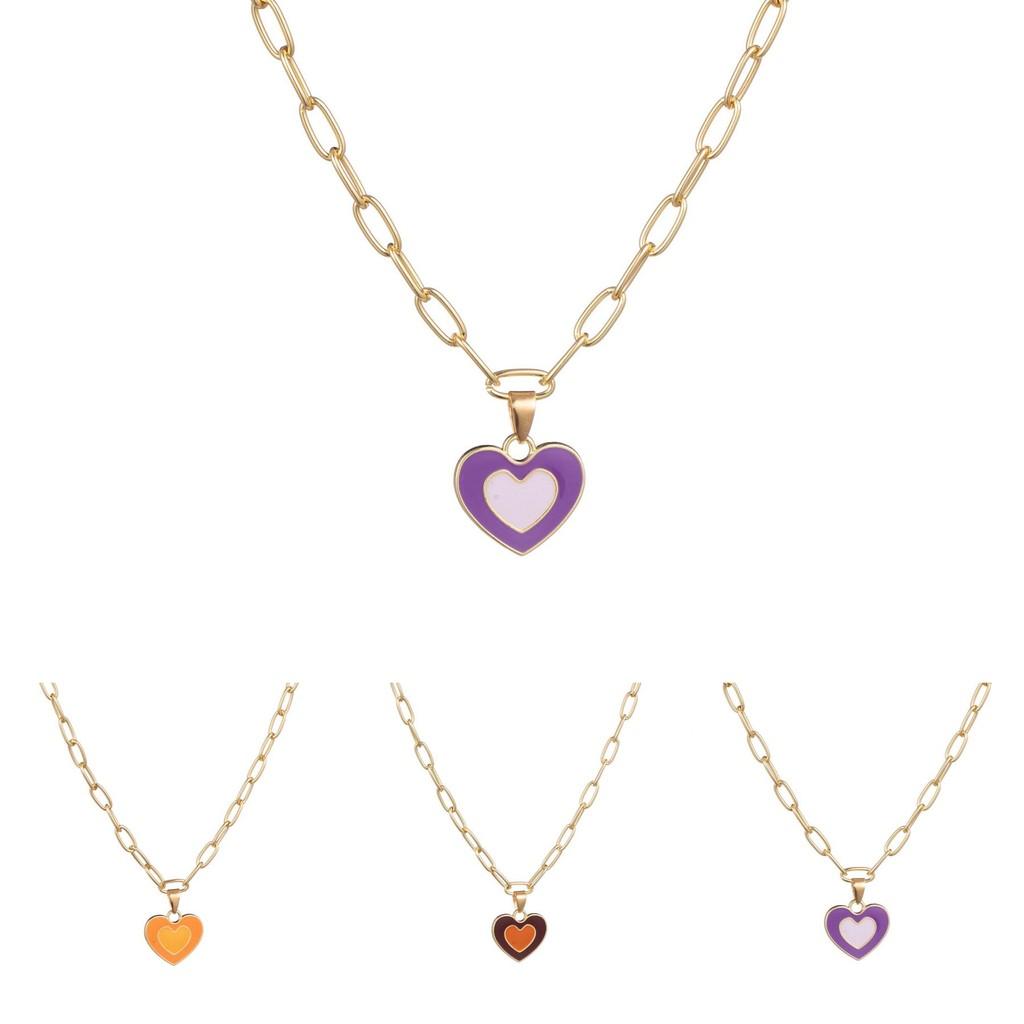 Stylish Heart Pendant Necklace In Multicolor With Elegant Design For Trendy Women Fashion Accessories