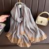 Brand Women Silk Scarf Female Stripe Foulard Femme Pashmina Shawls And Wrap Big Size Scaves Beach Towel Bandana Muslim Hijab