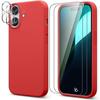 Protective Case - Silicone - Iphone 16 - Red - Ultra-thin - 2 Tempered Glasses