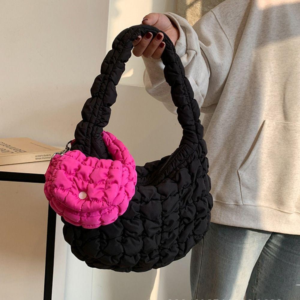 Quilted Cloud Pleated Coin Purse Solid Color Bag Pendant Cute Card Bag  Key Bag