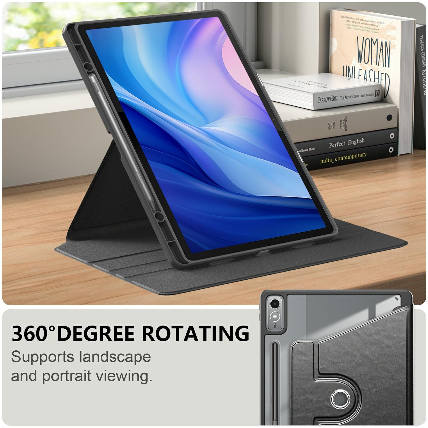 

For Lenovo Tab P12 TB371FC Case Leather+Acrylic+TPU Stand Tablet Cover with Auto Wake/Sleep Blue