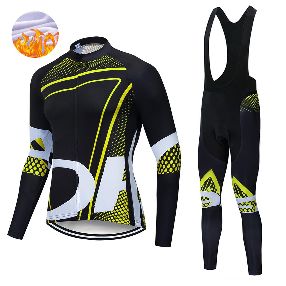 Winter Men's   Thermal Fleece Long Sleeves Men Cycling Bib Set Bicycle Clothing MBT Breathable Bike Clothes 2026 Winter Warm Cycling Clothing Set