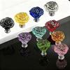 Mânăr de sertar din sticlă cu cristal roz de 30 mm - Stil Retro European pentru Dulap sau Comodă
