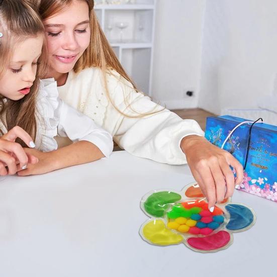 Kids Color Sorting Sensory Toy Fine Motor Skills Portable Toddlers Color Learning Educational Colorful Rubber Beads Squeeze Matching Game