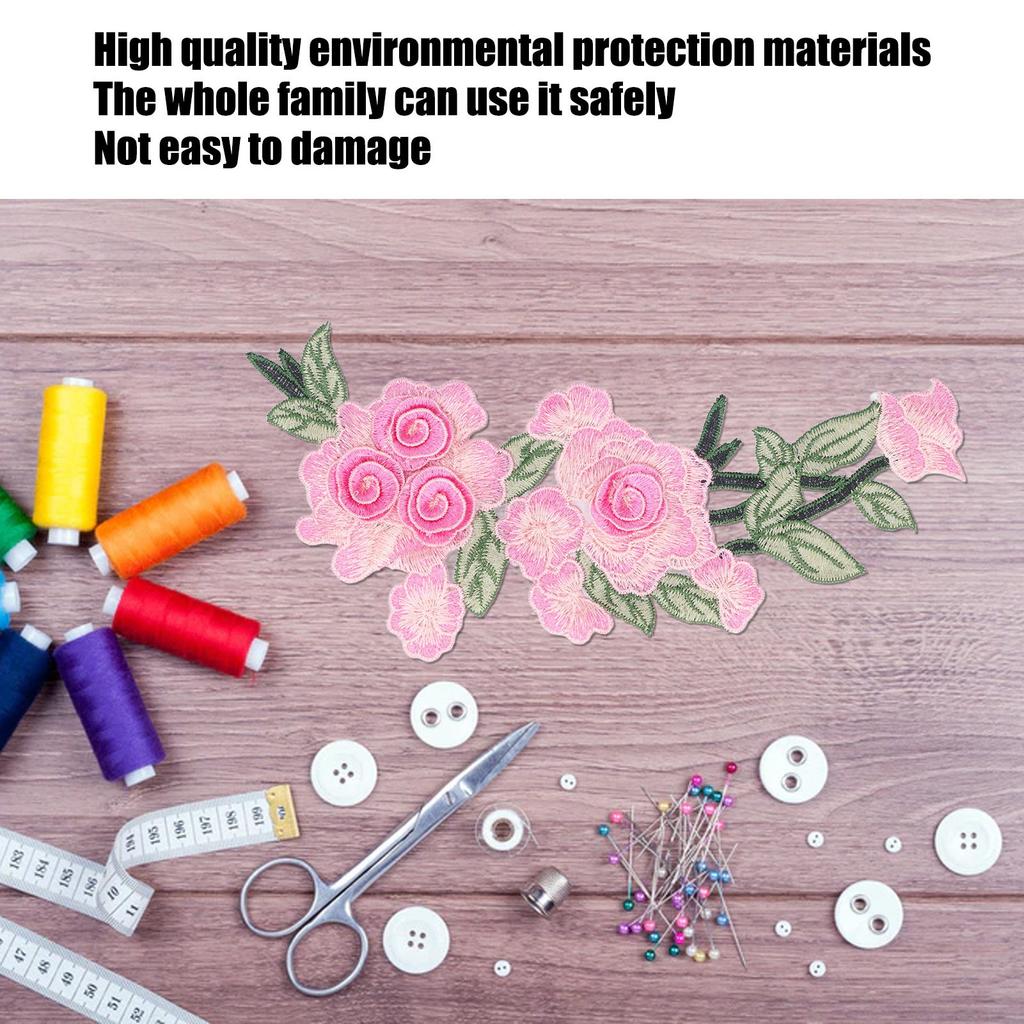 Embroidered Patch Sew On Flower Cotton Environmental Unique DIY Clothing Accessories for Vests Hats Rose Rouge