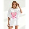 Oversized T Shirt Black Heart Graphic With Text Into Another Romantic Quote Print Casual Wear For Women Streetwear Fashion Top