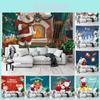 Tapisserie en Polyester Père Noël Dessin Animé Noël Pour Décoration Intérieure Style Moderne Et Simple