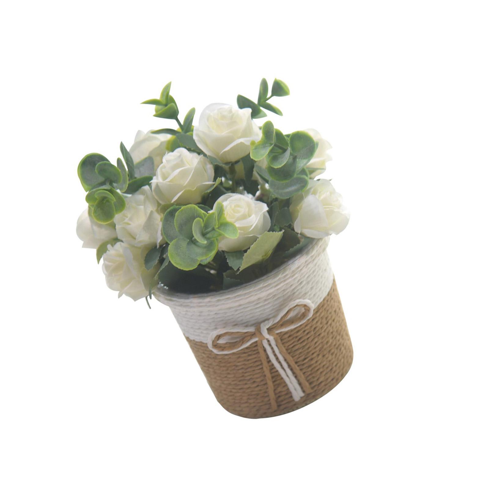 

Букет искусственных роз в маленьких горшках, ваза для декора стола для гостиной, спальни, вечеринки, искусственные цветы в горшке