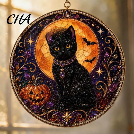 Window Hanging Decor Black Cat Diamond Art Kits for Adults Beginners, DIY Material Package, Beginner Crafting Set Painting Craft Home Wall & Supplies