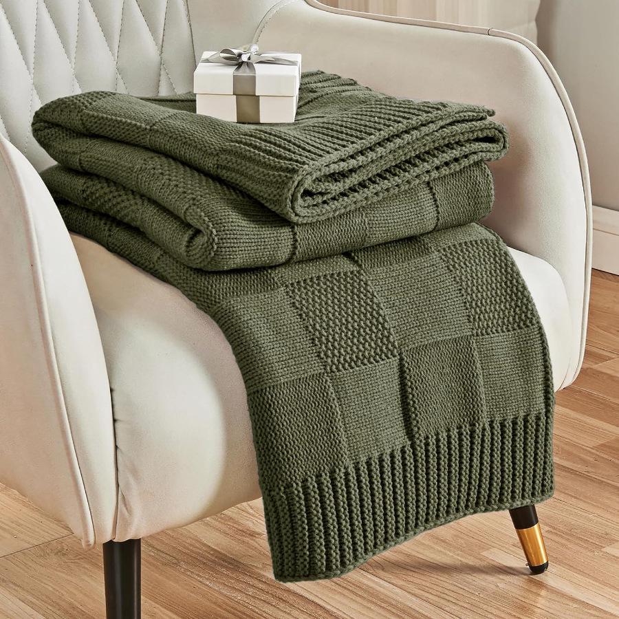 Handmade Chunky Knit Wool Blanket - Sofa or Office Nap Cover