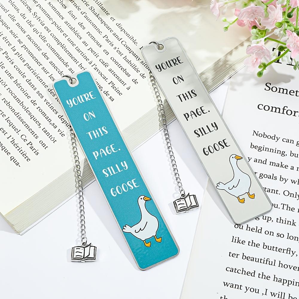 Adorable Goose Bookmark, Humorous Bookmarks for Women, Metal Bookmark in Pink, Bookworm Bookmark, Literary Additions, Great Gifts for Book Enthusiasts