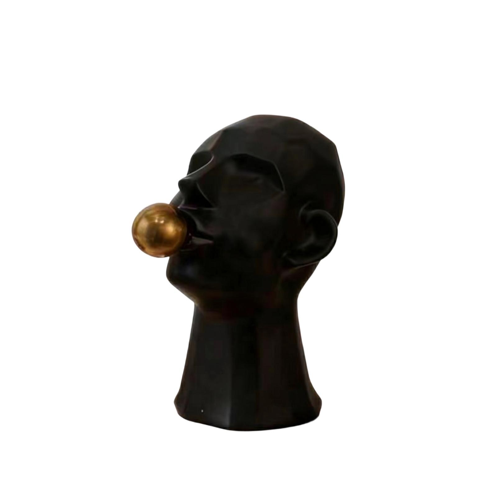 

Creative Bubble Blowing Human Head Sculpture Tabletop Ornament Modern Abstract Art Decoration for Home Office Display one size чёрный