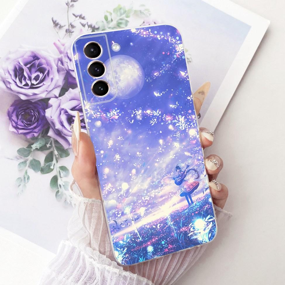 Clear For Samsung S21 Plus Case SM-G996B Aesthetic Luxury Cute Fashion Flower Funny Painted Casing For Samsung Galaxy S21+ Cover