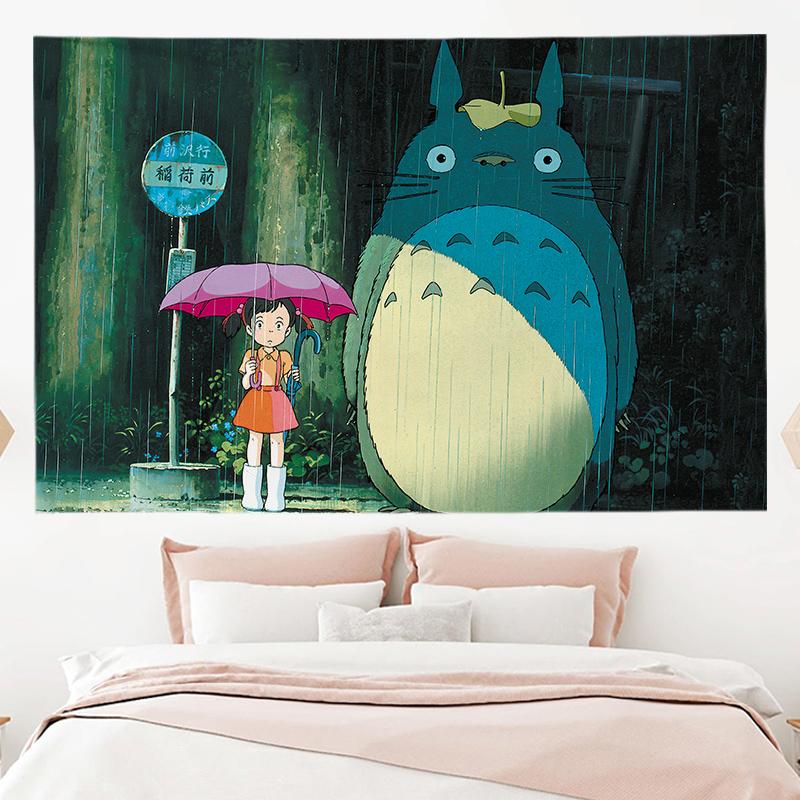 Hayao Miyazaki Totoro Background Cloth Ins Hanging Cloth Anime Hanging Paint Wall Bedhead Tapestry Room Dormitory Wall Cloth