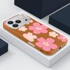 For iPhone 17 Pro Max Case Fresh Style Cherry Blossom Pattern Leather Texture Soft Silicone Cover For iPhone 16 15 14 13 Pro 12 11 16E Air