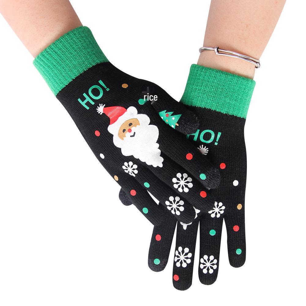 Gants d'hiver en laine à écran tactile dessin animé pour enfants et hommes - Conception à cinq doigts résistante au froid