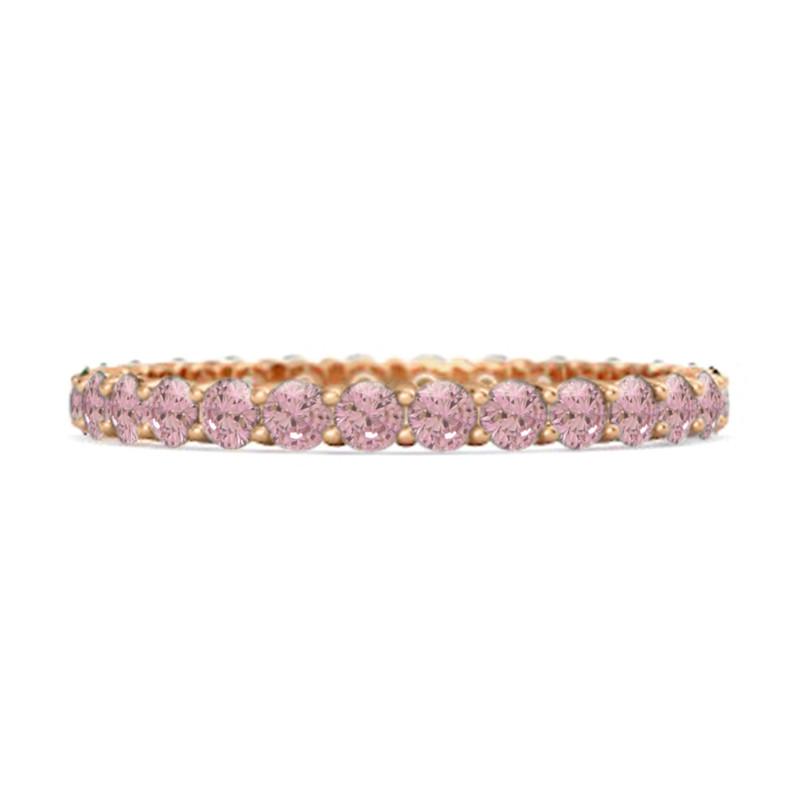 

Pink CZ Full Eternity Women Wedding Ring -Sterling Silver Rose Gold Vermeil 7 рожевий колір золота
