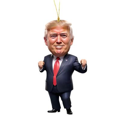 Patriotic Donald Trump 2024 Christmas Ornament Acrylic Cartoon Trump Pendant (D)