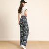 Women Casual Pants Wide Leg Elephant Print Elastic Waist Adjustable Drawstring Loose Fit Trousers Travel Work Daily Wear