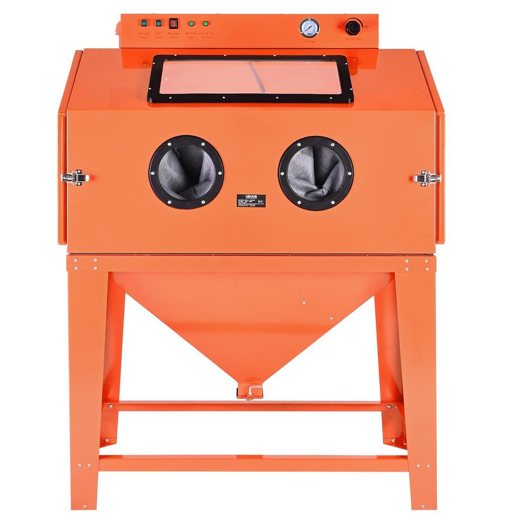 435L Sandstrahlkabine, Robuster Stahl-Sandstrahler mit Doppelstrahlpistolen-Kit, 117L Strahlmittelbehälter & 1200W Leistungsstarker Staubabscheider für Übergrößen
