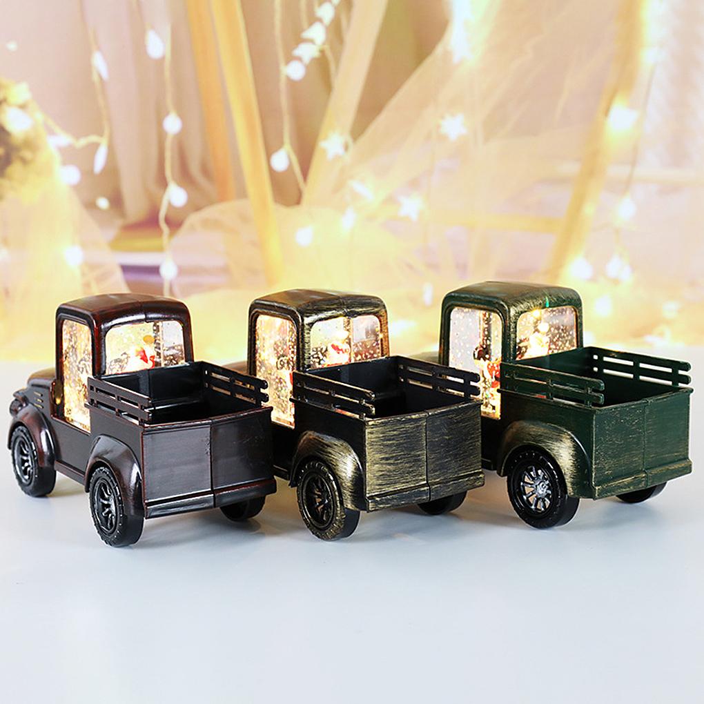Table Ornament Christmas Truck Festival Desktop Decoration LED Lighting Tabletop Decor