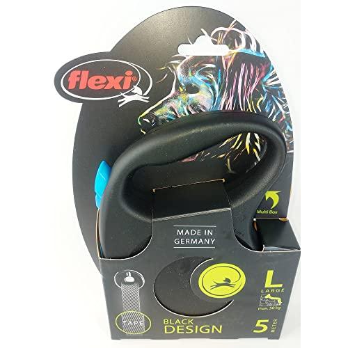 Flexi Black Design Tape, Large (Under 50kg), 5m, Blue [Dog Leash]