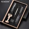 Leather Watch Band 18/20/22/24mm Universal Bracelet Crocodile Pattern Business Watchband Accessories with Gift Packing Box