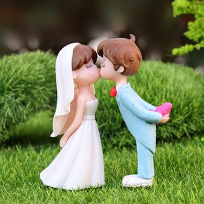 1 Paar Miniatuur Bruidstaart Toppers Mini Bruid Bruidegom Beeldje Romantisch