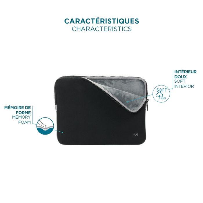 Housse De Protection Para Ordinateur Portable 12.5-14" / MacBook 13" - Pochette En Mousse À Mémoire De Forme - Noir/Gris - MOBILIS