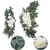 2 Pack Artificial Wedding Arch Flowers, 28”/20” Floral Swag Arrangement Set, Wedding Welcome Signs Floral Decorations Kit for Ceremony Reception,