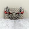 [Pre-Owned] Dionysus Chain Tiger Head Buckle Logo Canvas And Leather Shoulder Bag Small - Excellent #OKNVVA