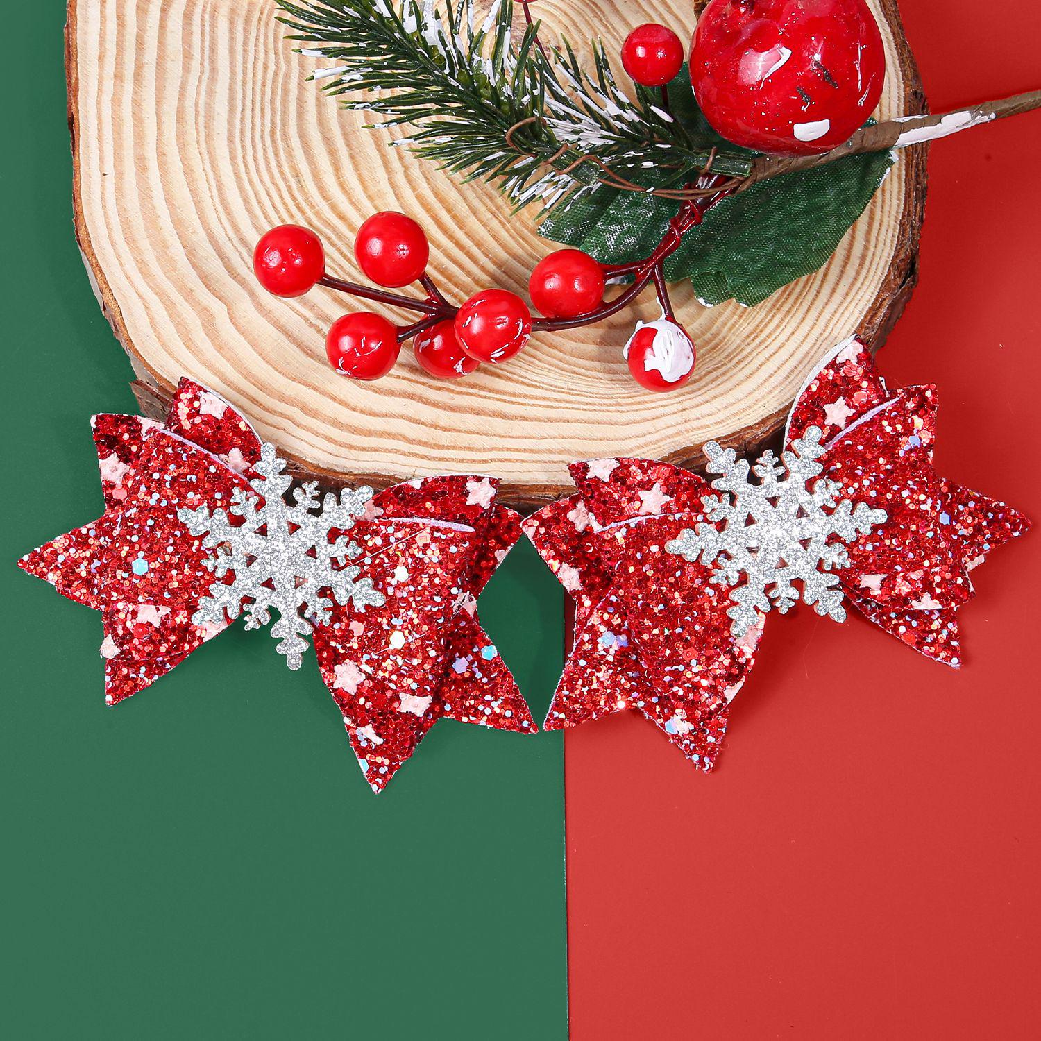 Children s Christmas Bow Hair Clip - Multi-Layer Onion Powder Swallowtail Single Price