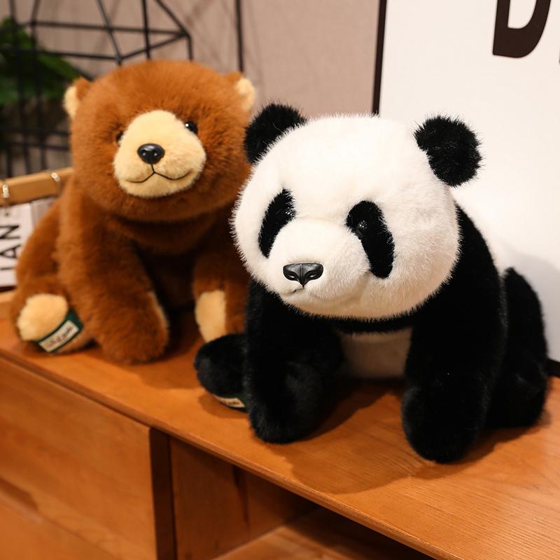 Creative 30/45/65cm Simulation Bear Panda Stuffed Animal Soft Fluffty Doll Lie Prone Funny Toys  Decor Girls Xmas Birthday Gift