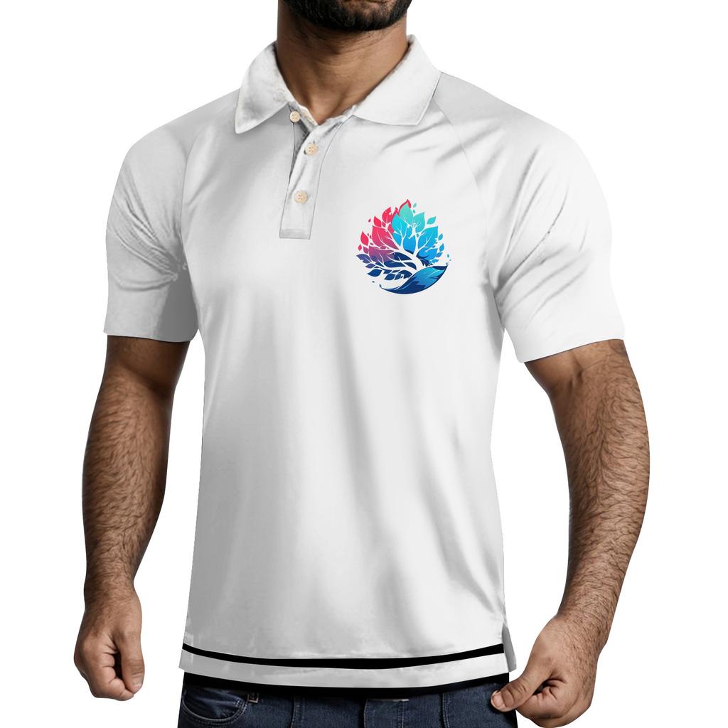 Pánská košile s krátkým rukávem, potiskem a klopami, na tři knoflíky