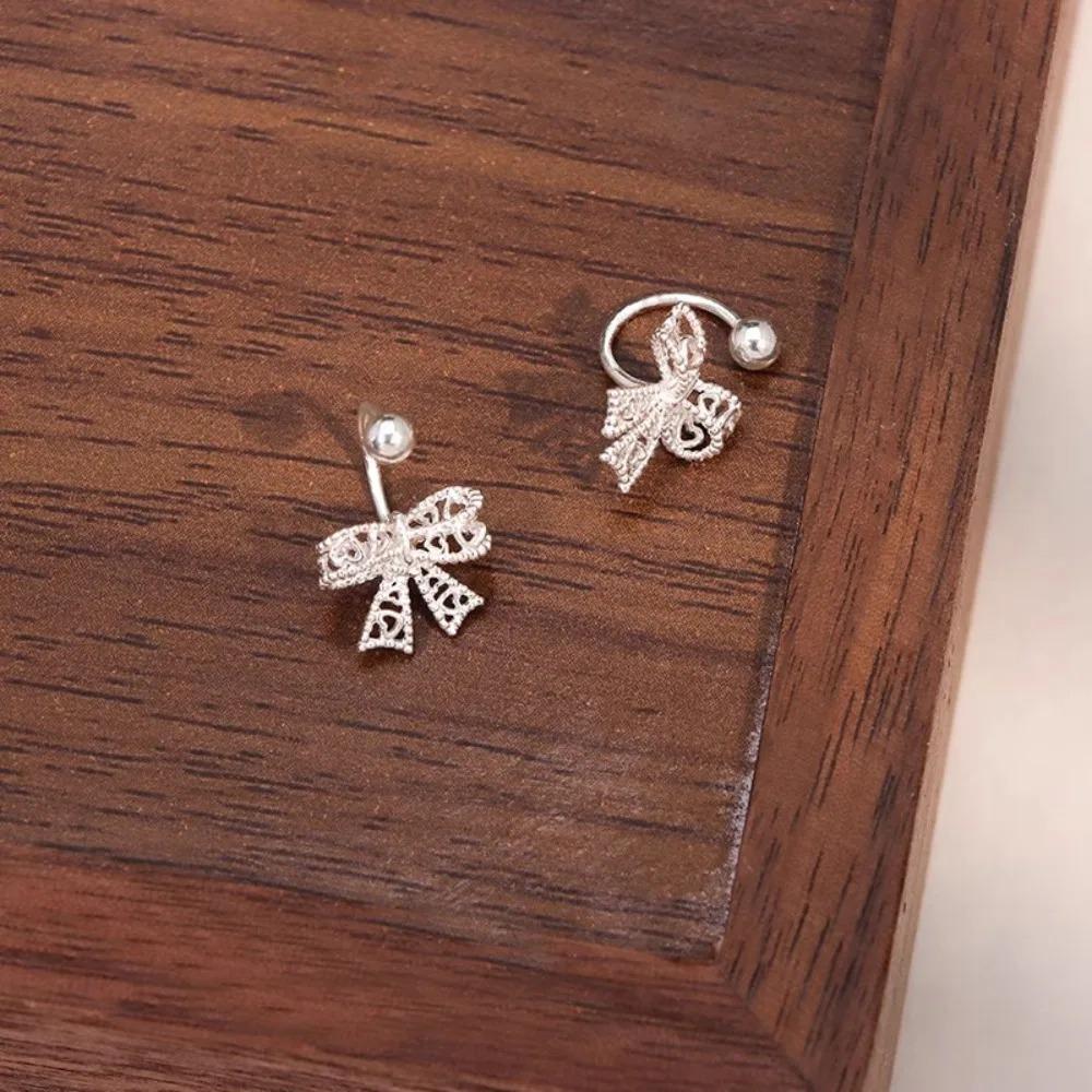 Hohle Schleife Schraubverschluss Ohrstecker für Damen Minimalistisch Ohrloch Piercing Ohrschmuck Zubehör