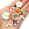 8pcs/lot Sunflower Rainbow Enamel Metal Charms Pendant for DIY Necklace Bracelet Jewelry Making Findings Supplies