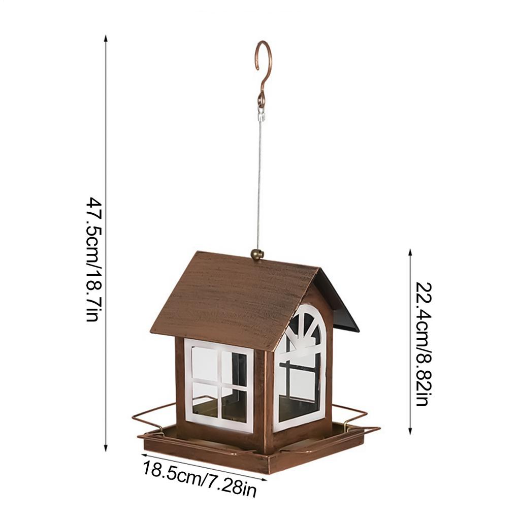 Metal Bird Feeder Outdoor Suspended Heavy-duty House Shape Feeding Station Large Capacity Weatherproof Outdoor Bird Feeders