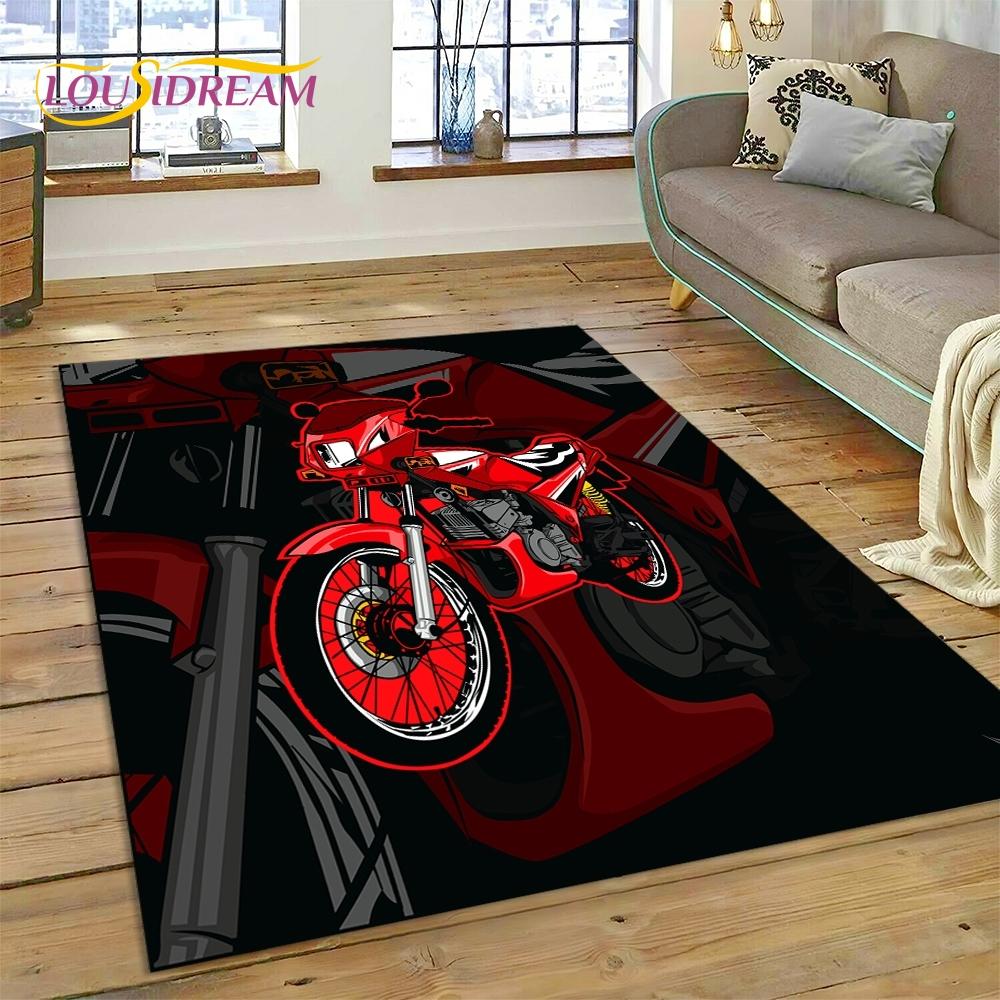 Motocross Modern retro Motorcycle Rug Carpet for Living Room Bedroom Home Decor,Floor Mat Non-slip Decoration for Sofa Doormat
