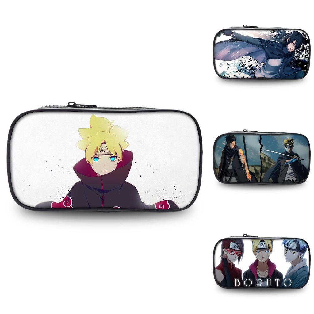 Naruto Boruto Anime Pencil Case Large Capacity Nylon Stationery Organizer For Teens And Students