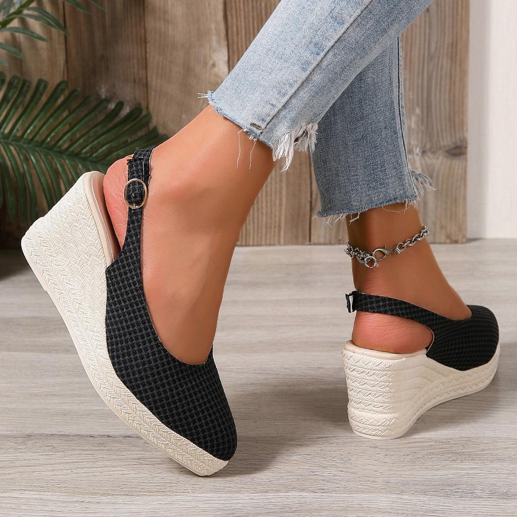 Fashion Large Size Comfort Shoes for Women Luxury Sandals Strappy Heels Espadrilles Platform Clogs Wedge Med Big Fashion Closed Lace Up