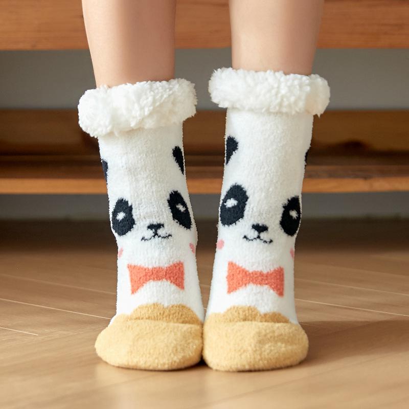 Women's Fleece Christmas Snow Socks - Cozy Floor Slippers for Maternity, Bare Leg Warmth