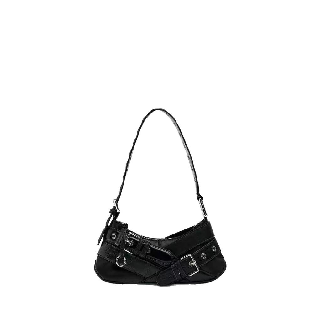 Korean Style Niche Sweet, Cool and Spicy Girl Handbag, Women's Solid Color High-end Single Shoulder Bag, Fashionable and Versatile Motorcycle Bag