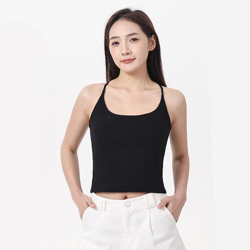 Lyocell Cotton Sports Yoga Camisole: Breathable, Chest-Padded, Small Backless Summer Tank