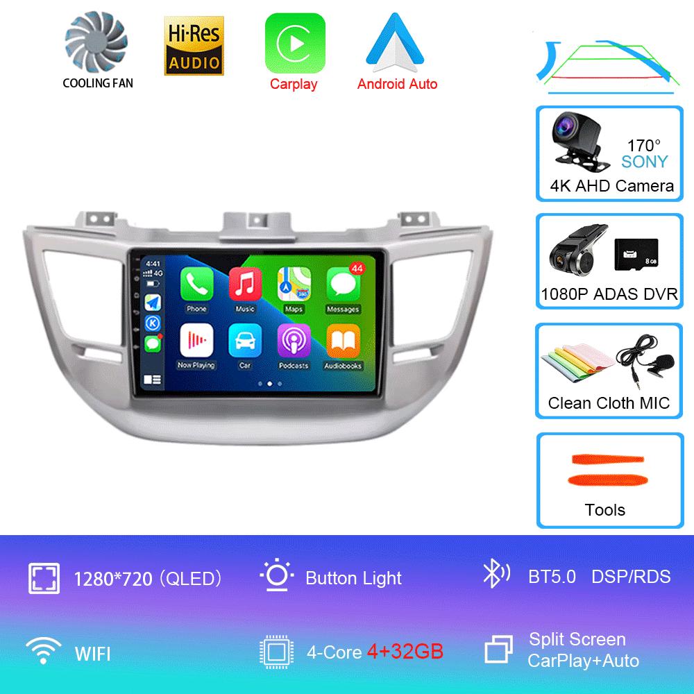 Car Radio Android 14 Carplay For Hyundai Tucson IX35 3 2015 2016 2017 2018 2Din Multimedia Video Player Navigation GPS Head Unit